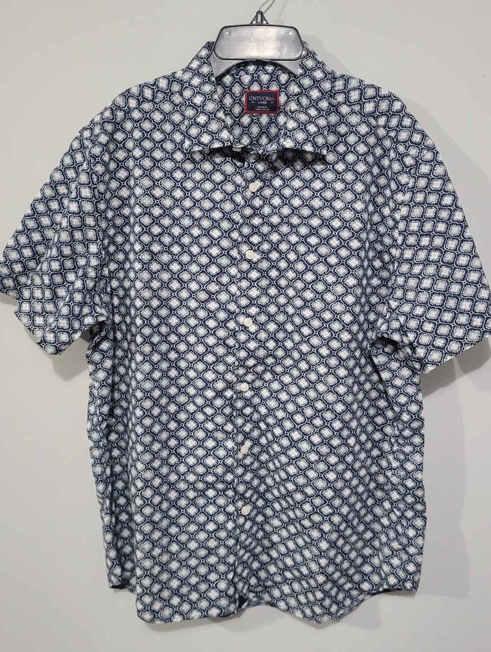 UNTUCKit | Lars Style Geometric Print Button Shirt Smart Casual Preppy Travel L